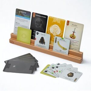 Wood Card Holder Rack 2pc Board Game Yoto Cards Display Stand Organizer NEW